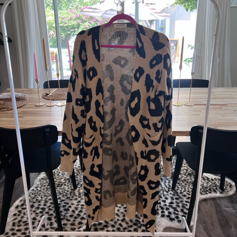 Long leopard cardigan